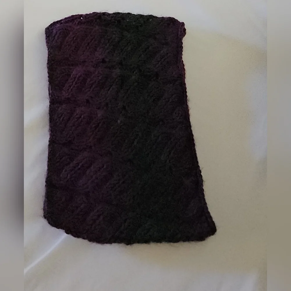 Hand Crafted Scarf Unique chunky knit Multipurpose Purple Black Crochet Handmade